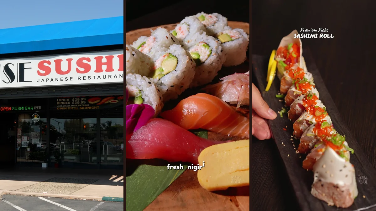A bento box beside sushi and appetizers.